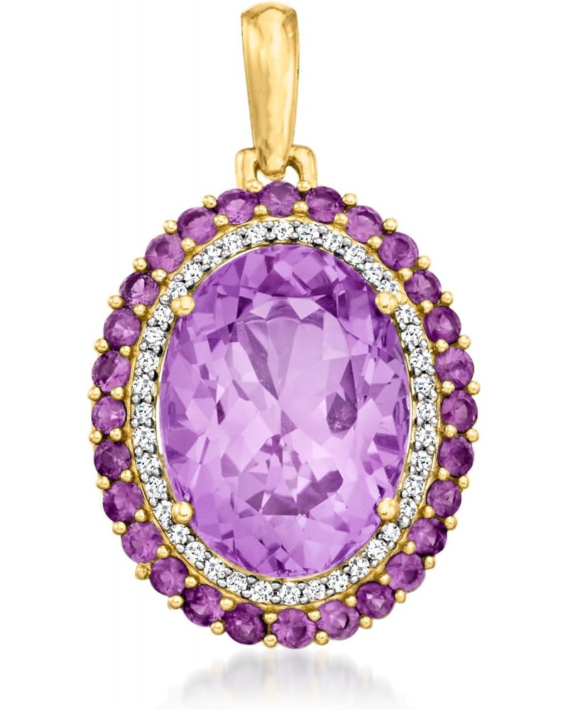 10.00 ct. t.w. Amethyst and .22 ct. t.w. Diamond Pendant in 14kt Yellow Gold $305.90 Pendants