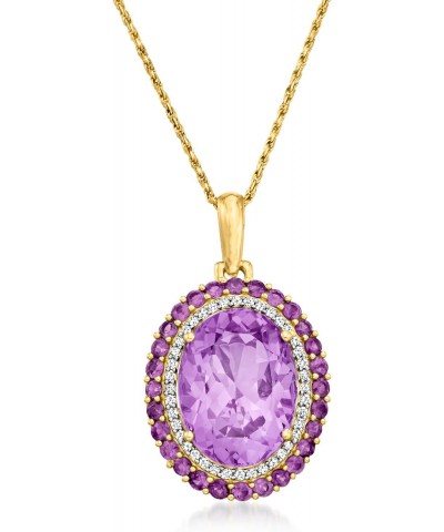 10.00 ct. t.w. Amethyst and .22 ct. t.w. Diamond Pendant in 14kt Yellow Gold $305.90 Pendants