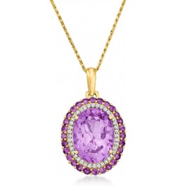 10.00 ct. t.w. Amethyst and .22 ct. t.w. Diamond Pendant in 14kt Yellow Gold $305.90 Pendants