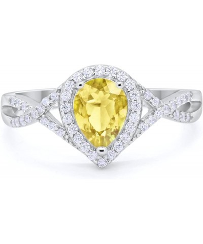 Halo Teardrop Wedding Promise Ring Infinity Accent Round Simulated Cubic Zirconia 925 Sterling Silver Simulated Yellow CZ $17...