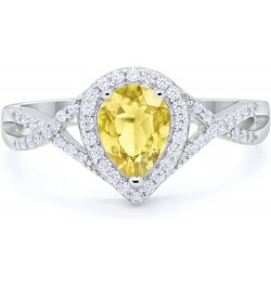 Halo Teardrop Wedding Promise Ring Infinity Accent Round Simulated Cubic Zirconia 925 Sterling Silver Simulated Yellow CZ $17...