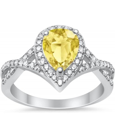 Halo Teardrop Wedding Promise Ring Infinity Accent Round Simulated Cubic Zirconia 925 Sterling Silver Simulated Yellow CZ $17...