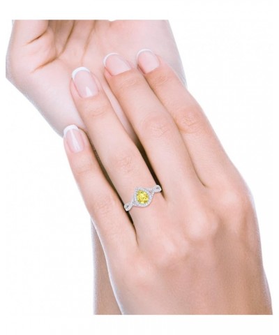 Halo Teardrop Wedding Promise Ring Infinity Accent Round Simulated Cubic Zirconia 925 Sterling Silver Simulated Yellow CZ $17...