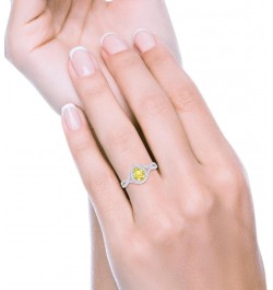 Halo Teardrop Wedding Promise Ring Infinity Accent Round Simulated Cubic Zirconia 925 Sterling Silver Simulated Yellow CZ $17...