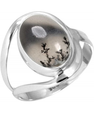 925 Sterling Silver Handmade Ring for Women 10x14 Oval Gemstone Statement Jewelry for Gift (99021_R) Dendrite Opal $19.71 Rings