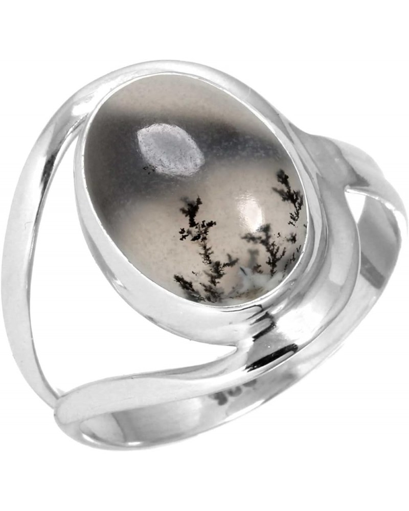 925 Sterling Silver Handmade Ring for Women 10x14 Oval Gemstone Statement Jewelry for Gift (99021_R) Dendrite Opal $19.71 Rings