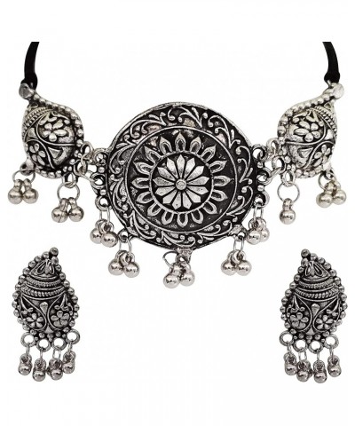 Indian Silver Oxidized Afghani Tassel Banjara Tribal Gypsy Beads Chunky Choker Necklace Jewelry, Multi $10.19 Necklaces