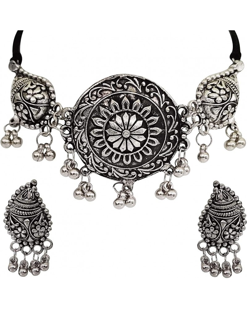 Indian Silver Oxidized Afghani Tassel Banjara Tribal Gypsy Beads Chunky Choker Necklace Jewelry, Multi $10.19 Necklaces