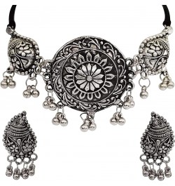 Indian Silver Oxidized Afghani Tassel Banjara Tribal Gypsy Beads Chunky Choker Necklace Jewelry, Multi $10.19 Necklaces