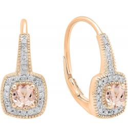 14K 4 MM Round Gemstone & Diamond Ladies Halo Style Dangling Earrings, Rose Gold Morganite $182.59 Earrings