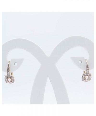 14K 4 MM Round Gemstone & Diamond Ladies Halo Style Dangling Earrings, Rose Gold Morganite $182.59 Earrings