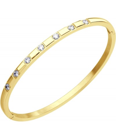 Stainless Steel Thin CZ Cuff Hinged Bangle Bracelet for Women & Girls Gold $9.24 Bracelets