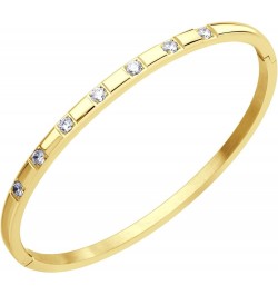 Stainless Steel Thin CZ Cuff Hinged Bangle Bracelet for Women & Girls Gold $9.24 Bracelets