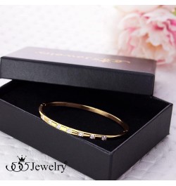 Stainless Steel Thin CZ Cuff Hinged Bangle Bracelet for Women & Girls Gold $9.24 Bracelets