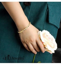 Stainless Steel Thin CZ Cuff Hinged Bangle Bracelet for Women & Girls Gold $9.24 Bracelets