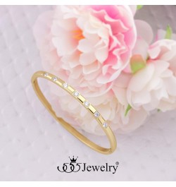 Stainless Steel Thin CZ Cuff Hinged Bangle Bracelet for Women & Girls Gold $9.24 Bracelets