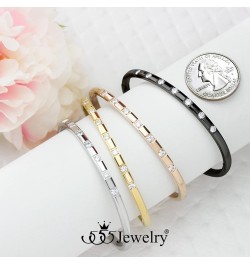 Stainless Steel Thin CZ Cuff Hinged Bangle Bracelet for Women & Girls Gold $9.24 Bracelets