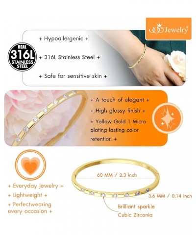 Stainless Steel Thin CZ Cuff Hinged Bangle Bracelet for Women & Girls Gold $9.24 Bracelets