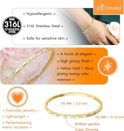 Stainless Steel Thin CZ Cuff Hinged Bangle Bracelet for Women & Girls Gold $9.24 Bracelets