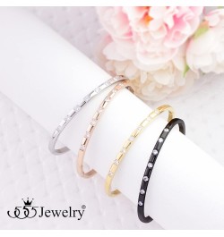 Stainless Steel Thin CZ Cuff Hinged Bangle Bracelet for Women & Girls Gold $9.24 Bracelets