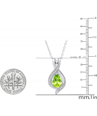 9X6 mm Pear Gemstone & Round White Diamond Ladies Teardrop Pendant (Silver Chain Included), 18K Gold Peridot White Gold $177....