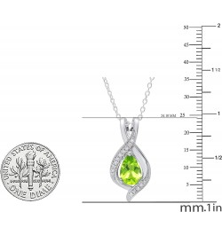 9X6 mm Pear Gemstone & Round White Diamond Ladies Teardrop Pendant (Silver Chain Included), 18K Gold Peridot White Gold $177....