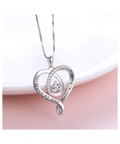 925 Sterling Silver Jewelry Engraved Love Heart Pendant Necklace Gift for Women Girls Mum Always My Sister Forever My Friend ...