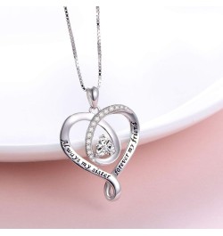 925 Sterling Silver Jewelry Engraved Love Heart Pendant Necklace Gift for Women Girls Mum Always My Sister Forever My Friend ...