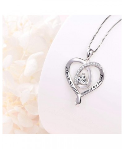 925 Sterling Silver Jewelry Engraved Love Heart Pendant Necklace Gift for Women Girls Mum Always My Sister Forever My Friend ...