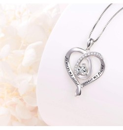 925 Sterling Silver Jewelry Engraved Love Heart Pendant Necklace Gift for Women Girls Mum Always My Sister Forever My Friend ...