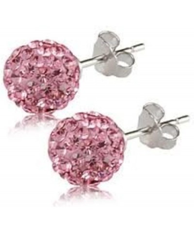 Sterling Silver Sparkling Crystal 12mm Round Ball Stud Earrings Pink $13.20 Earrings