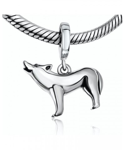 Howling Wolf 925 Sterling Silver Pendant Charm Bead For Pandora & Similar Charm Bracelets or Necklaces $17.60 Bracelets