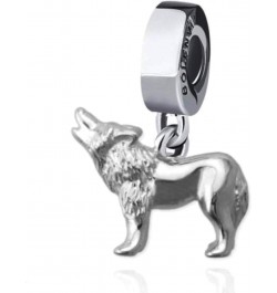 Howling Wolf 925 Sterling Silver Pendant Charm Bead For Pandora & Similar Charm Bracelets or Necklaces $17.60 Bracelets