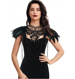 Real Black Feather Harness Lace Collar Necklace Bib Halloween Z-black-01 $14.99 Necklaces