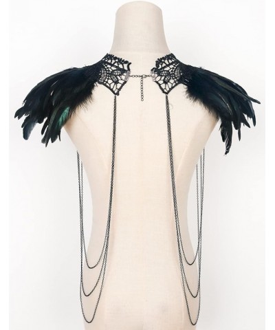 Real Black Feather Harness Lace Collar Necklace Bib Halloween Z-black-01 $14.99 Necklaces