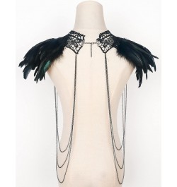 Real Black Feather Harness Lace Collar Necklace Bib Halloween Z-black-01 $14.99 Necklaces