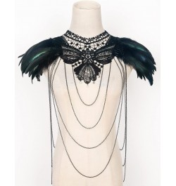 Real Black Feather Harness Lace Collar Necklace Bib Halloween Z-black-01 $14.99 Necklaces