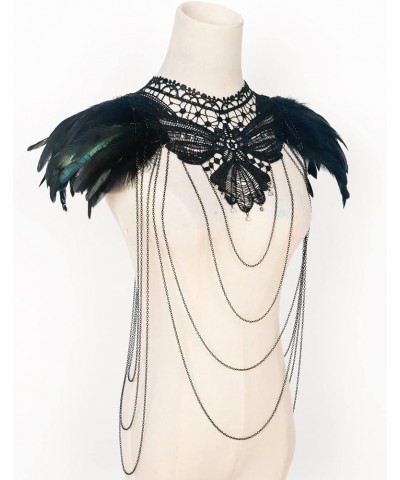 Real Black Feather Harness Lace Collar Necklace Bib Halloween Z-black-01 $14.99 Necklaces