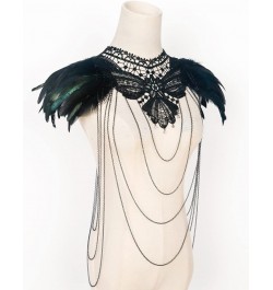 Real Black Feather Harness Lace Collar Necklace Bib Halloween Z-black-01 $14.99 Necklaces