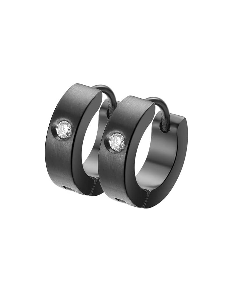 Small Huggie Hoop Earrings for Women Brushed Black Cubic Zirconia $8.54 Earrings