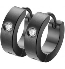 Small Huggie Hoop Earrings for Women Brushed Black Cubic Zirconia $8.54 Earrings