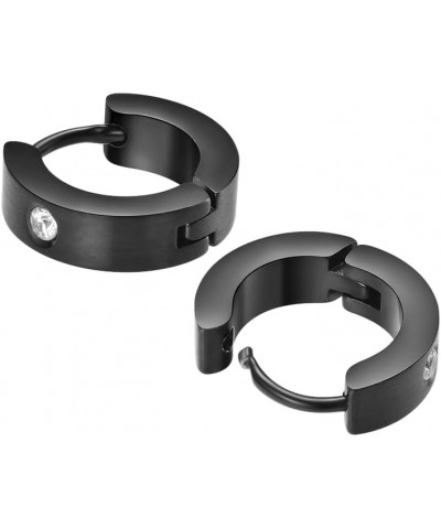 Small Huggie Hoop Earrings for Women Brushed Black Cubic Zirconia $8.54 Earrings