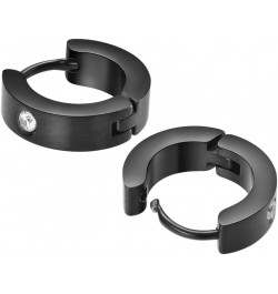 Small Huggie Hoop Earrings for Women Brushed Black Cubic Zirconia $8.54 Earrings