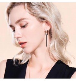 Geometric Gold Silver Long Dangle Earrings Dangling Women Rectangle Chain Link Drop Dangly Wedding Guest Earring Simple Forma...