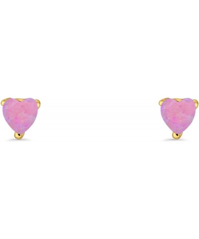 7mm Heart Solitaire Stud Earrings 925 Sterling Silver Created Opal Yellow Tone, Lab Pink Opal $11.34 Earrings