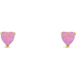 7mm Heart Solitaire Stud Earrings 925 Sterling Silver Created Opal Yellow Tone, Lab Pink Opal $11.34 Earrings