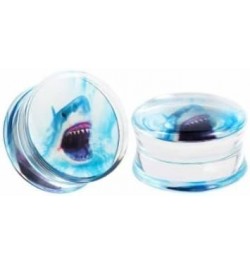 Great White Shark Ear Gauges - Pair of Acrylic Double Flared Plugs - 11 Size Options 9/16" (14mm) $10.59 Body Jewelry