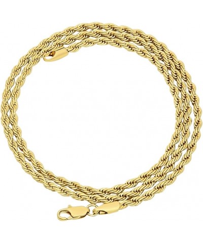 2mm-6mm 14k Yellow Gold Plated Twisted Rope Chain Necklace or Bracelet 30.0 Inches 2.8mm Necklace $22.26 Necklaces