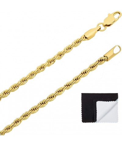 2mm-6mm 14k Yellow Gold Plated Twisted Rope Chain Necklace or Bracelet 30.0 Inches 2.8mm Necklace $22.26 Necklaces