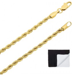 2mm-6mm 14k Yellow Gold Plated Twisted Rope Chain Necklace or Bracelet 30.0 Inches 2.8mm Necklace $22.26 Necklaces